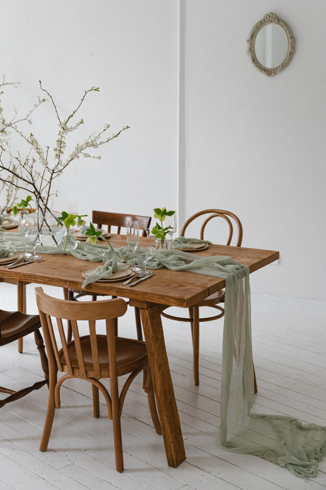 Gauze Table runner - Pale Sage Green