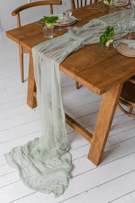 Gauze Table runner - Pale Sage Green