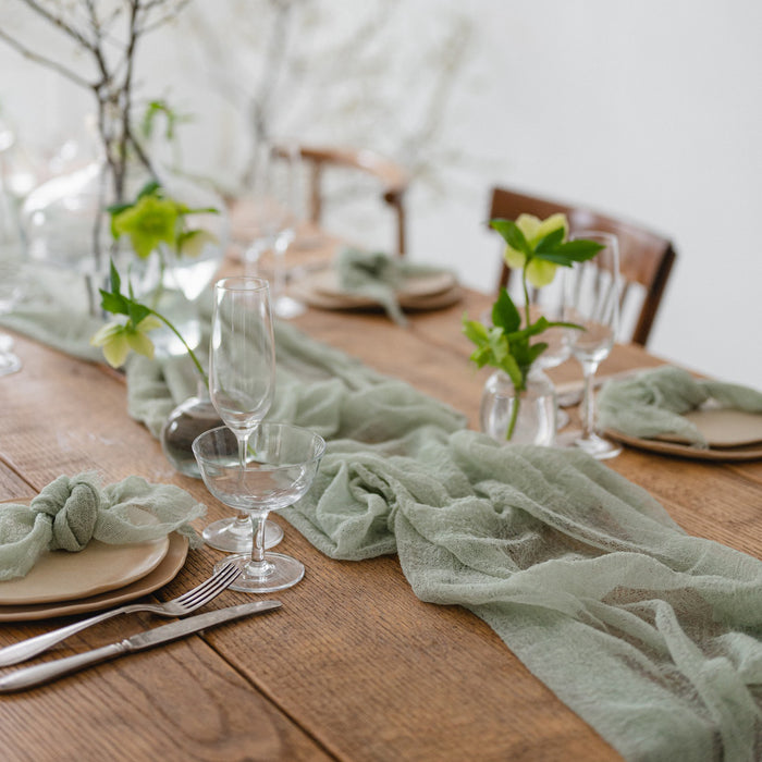 Gauze Table runner - Pale Sage Green