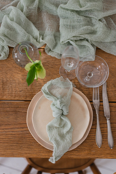 Gauze Table runner - Pale Sage Green