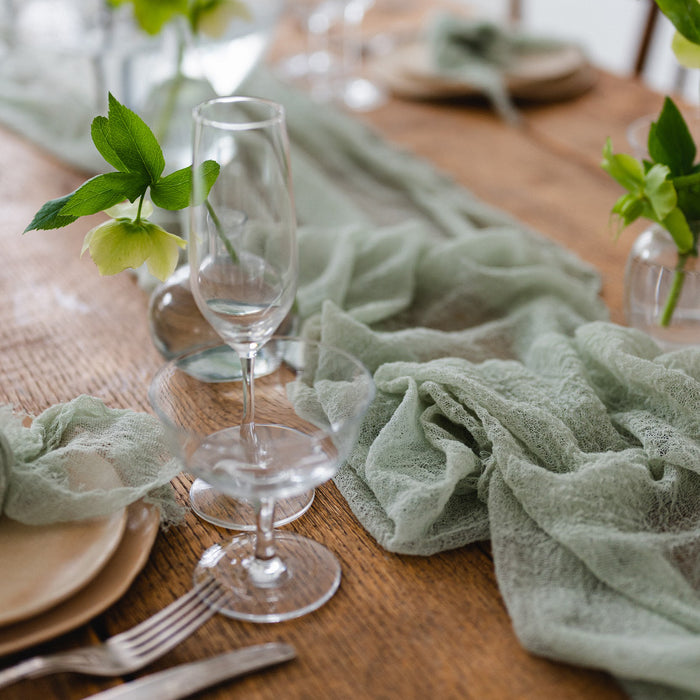 Gauze Table runner - Pale Sage Green