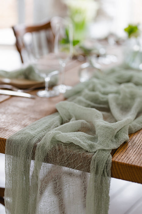 Gauze Table runner - Pale Sage Green