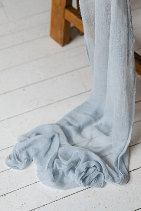 Gauze Table runner - Pale Grayish Blue