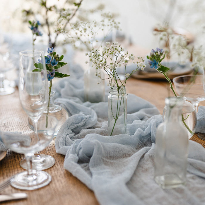 Gauze Table runner - Pale Grayish Blue
