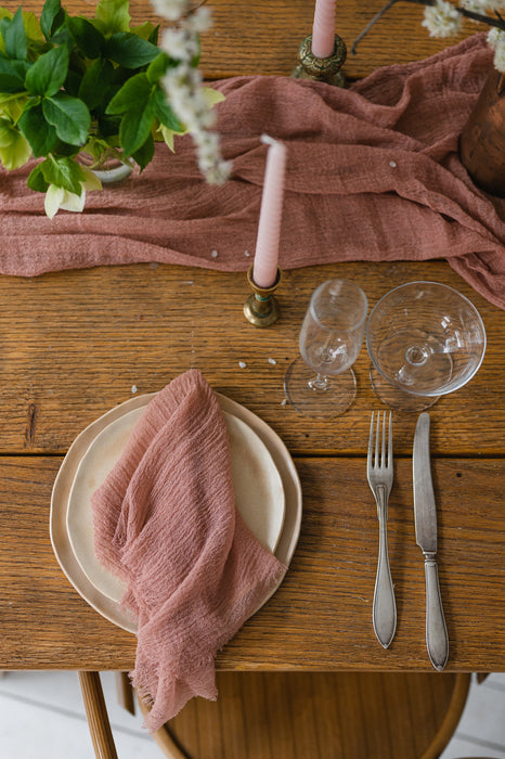 Gauze Table runner - Red Clay
