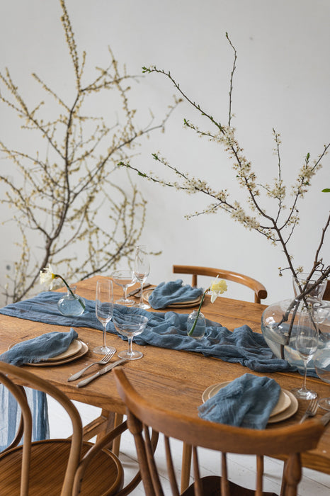 Gauze Table runner - Dusty Blue