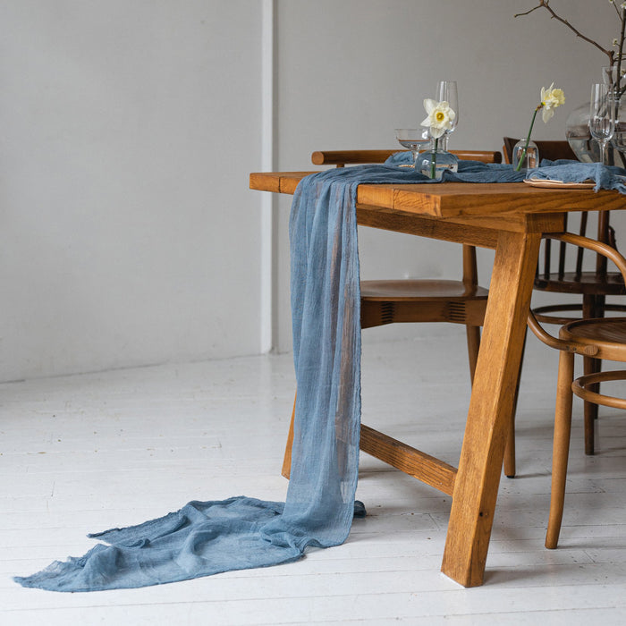 Gauze Table runner - Dusty Blue