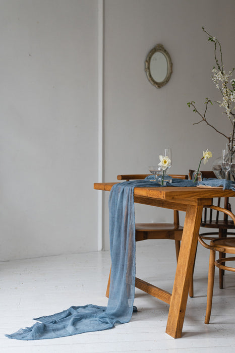 Gauze Table runner - Dusty Blue