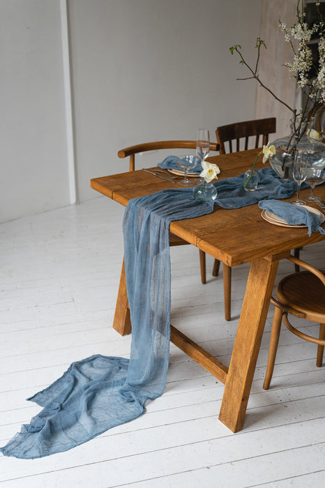 Gauze Table runner - Dusty Blue