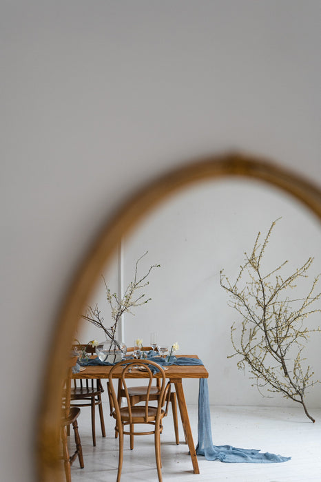 Gauze Table runner - Dusty Blue