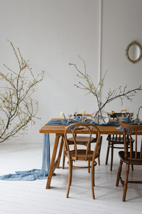 Gauze Table runner - Dusty Blue