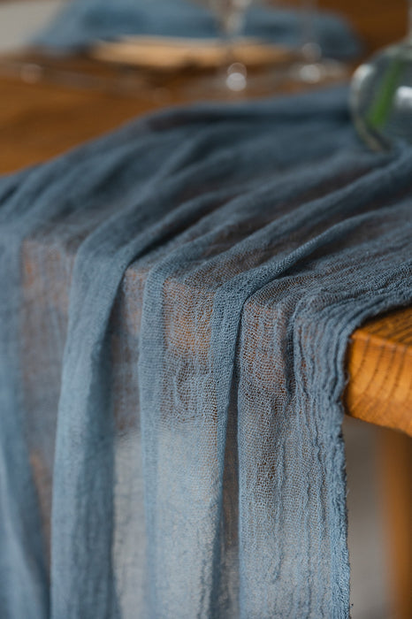 Gauze Table runner - Dusty Blue