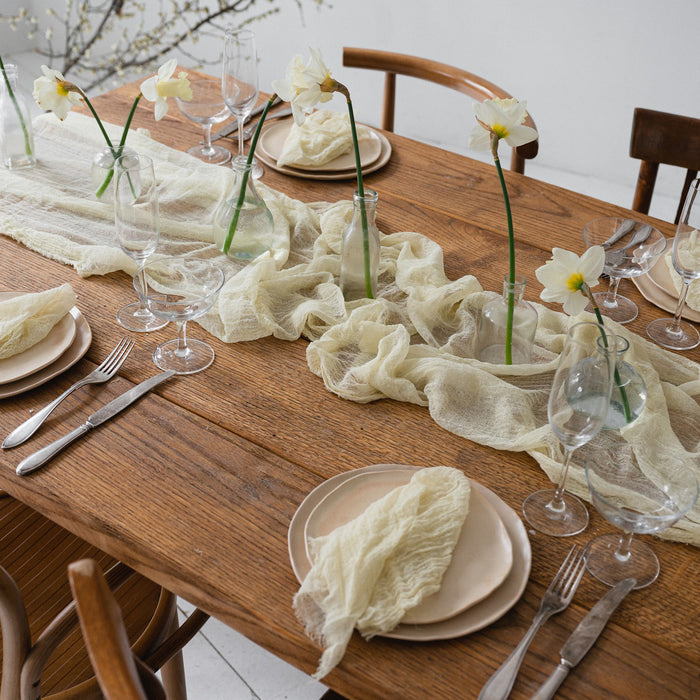 Gauze Table runner - Faded Lemon