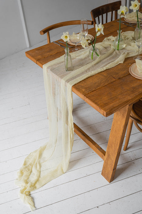 Gauze Table runner - Faded Lemon