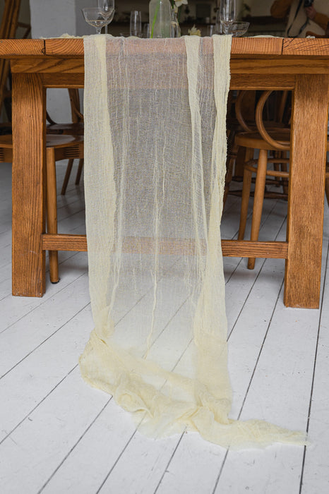 Gauze Table runner - Faded Lemon