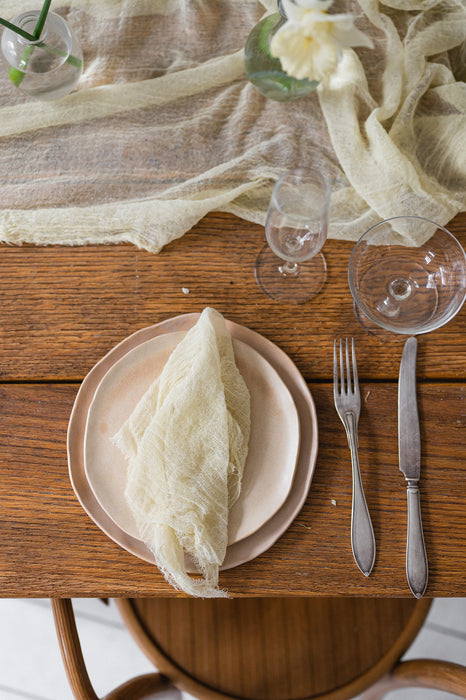 Gauze Table runner - Faded Lemon