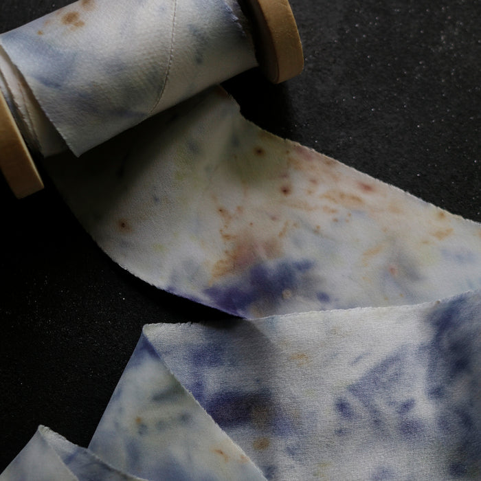 Botanically dyed - Bias Cut Silk Satin Ribbon - ''Iris Queen''