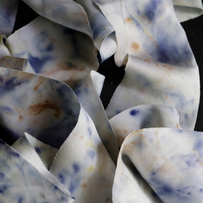 Botanically dyed - Bias Cut Silk Satin Ribbon - ''Iris Queen''