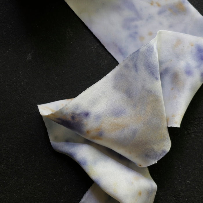Botanically dyed - Bias Cut Silk Satin Ribbon - ''Iris Queen''