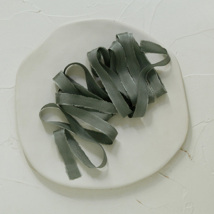 Sage green - Luxurious habotai silk ribbon