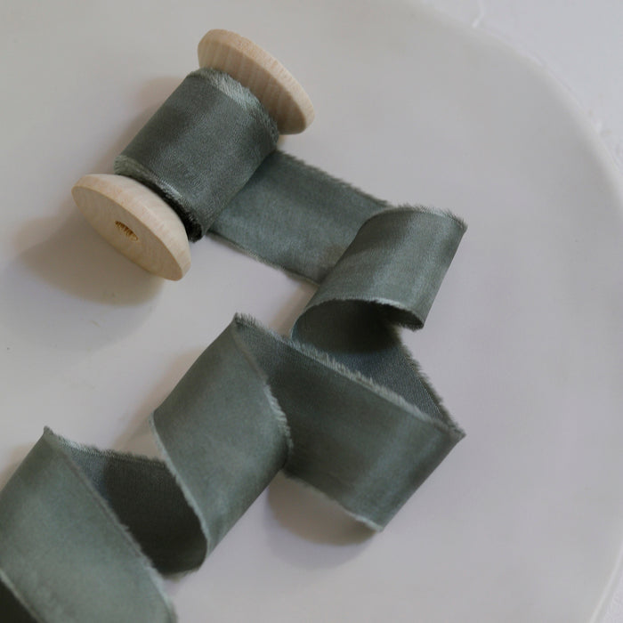 Sage green - Luxurious habotai silk ribbon