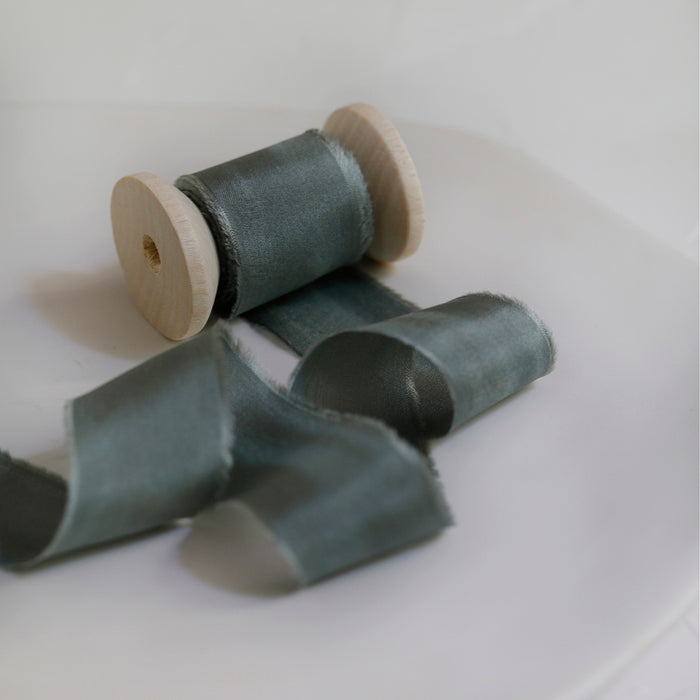 Sage green - Luxurious habotai silk ribbon