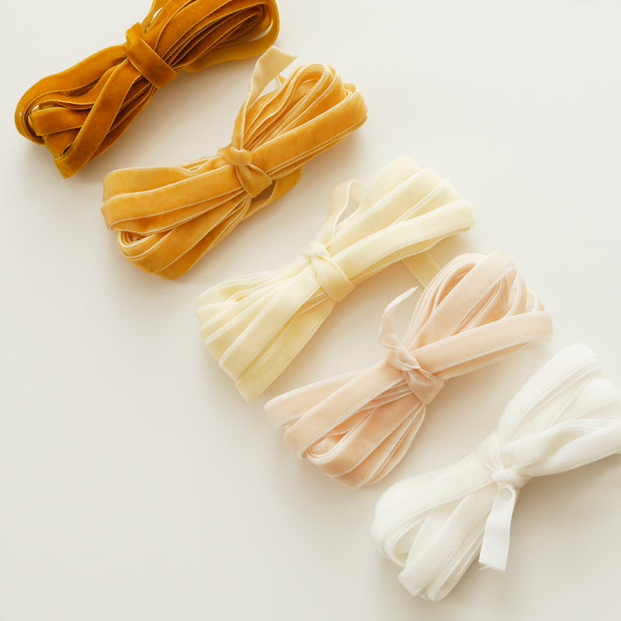 10 mm  Hand Dyed Velvet Ribbon - Warm Colors