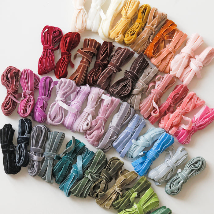 10 mm  Hand Dyed Velvet Ribbon - Warm Colors