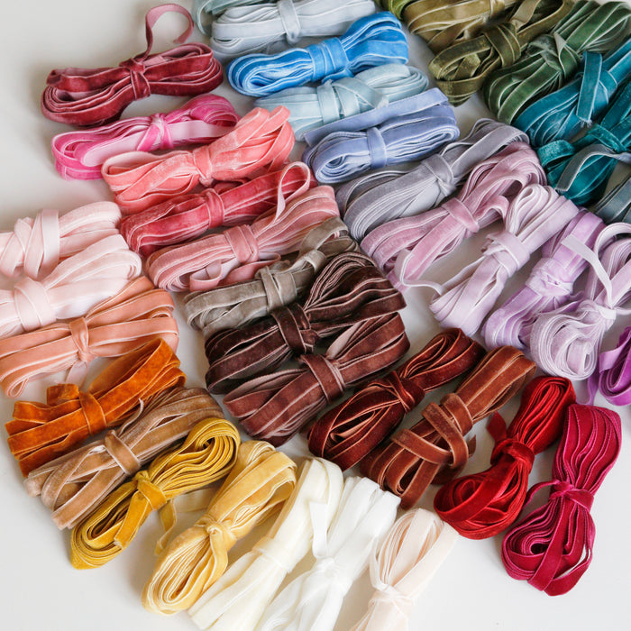 10 mm  Hand Dyed Velvet Ribbon - Red Colors