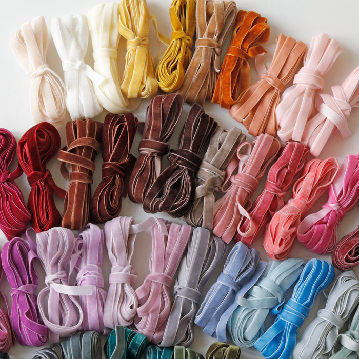 10 mm  Hand Dyed Velvet Ribbon - Warm Colors