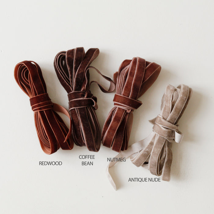 10 mm  Hand Dyed Velvet Ribbon - Warm Colors