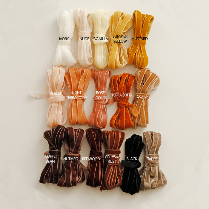 10 mm  Hand Dyed Velvet Ribbon - Warm Colors