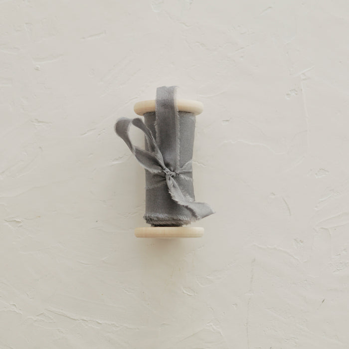 Dark Gray - Hand Dyed habotai silk ribbon