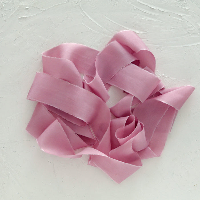 Cold Pink - Hand Dyed habotai silk ribbon
