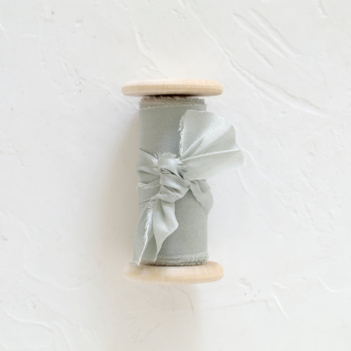 Pale Sage - Hand Dyed habotai silk ribbon
