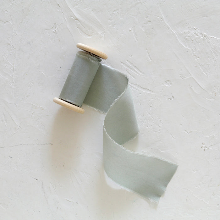 Pale Sage - Hand Dyed habotai silk ribbon