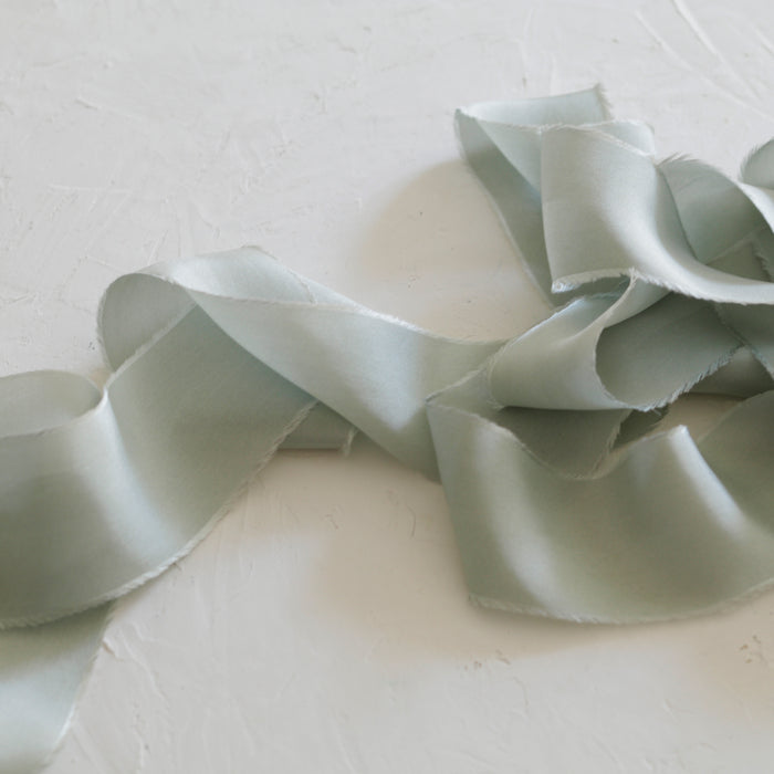 Pale Sage - Hand Dyed habotai silk ribbon