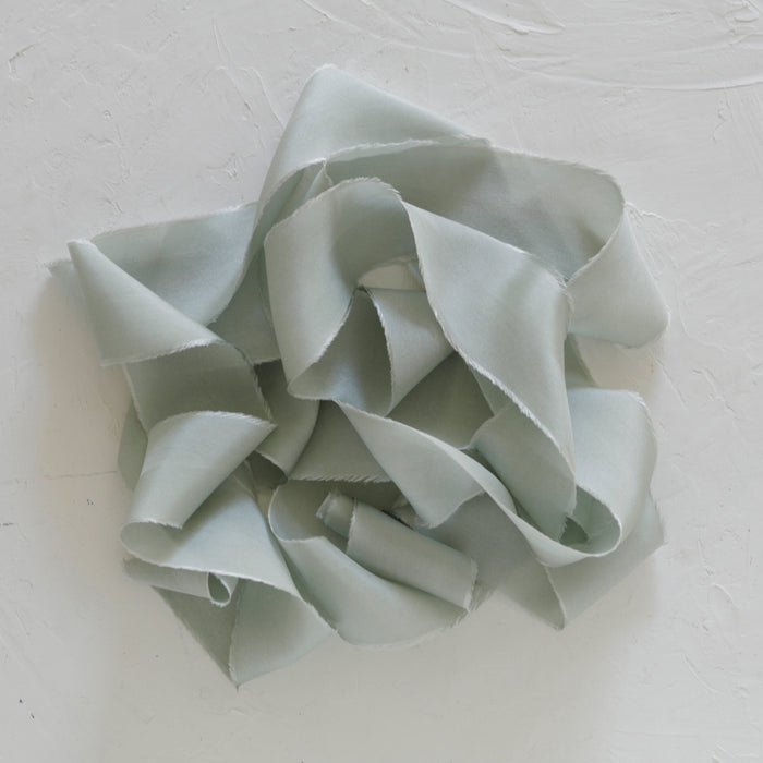 Pale Sage - Hand Dyed habotai silk ribbon