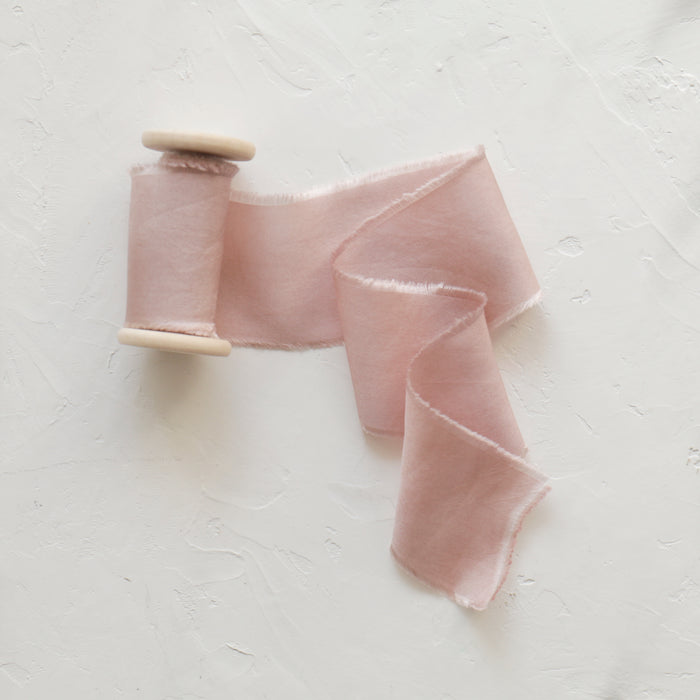 Tea Rose - Hand dyed Habotai silk ribbon