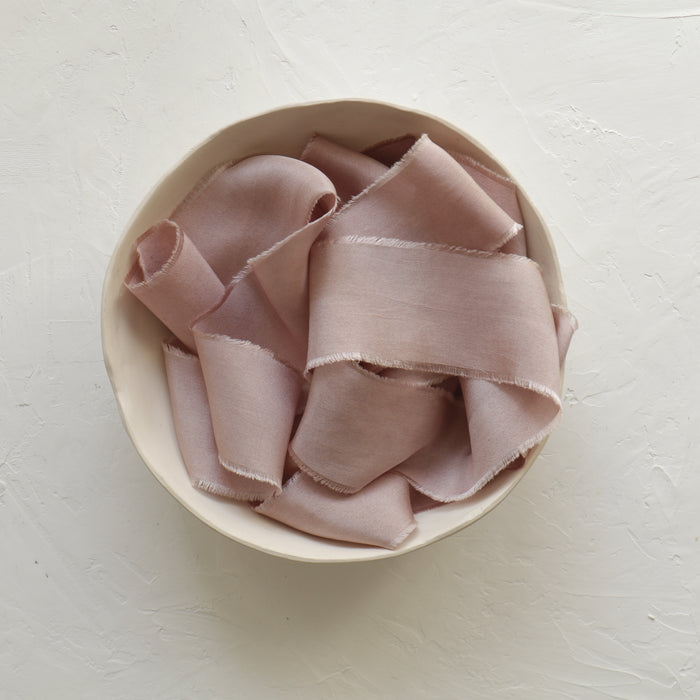 Tea Rose - Hand dyed Habotai silk ribbon
