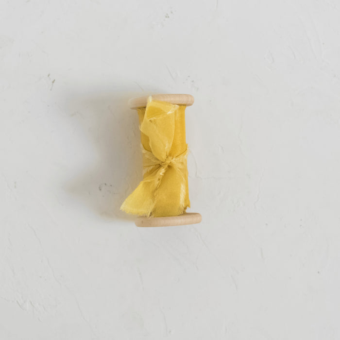 Summer Yellow - Hand dyed habotai silk ribbon