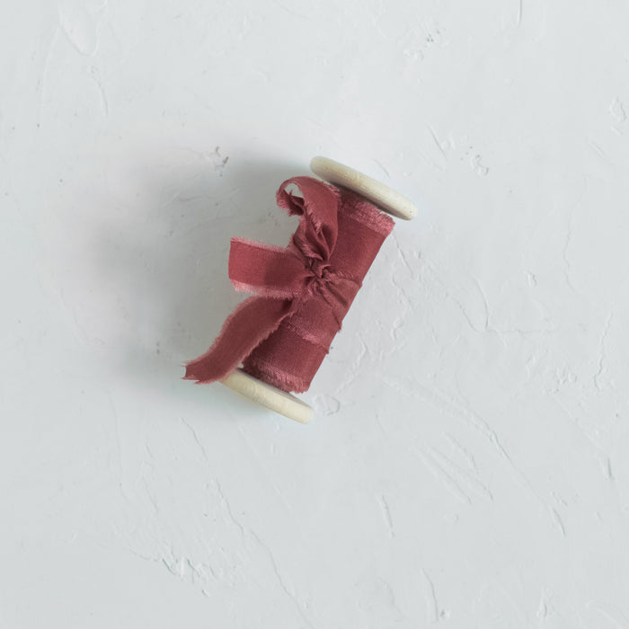 Royal Red - Hand dyed habotai silk ribbon