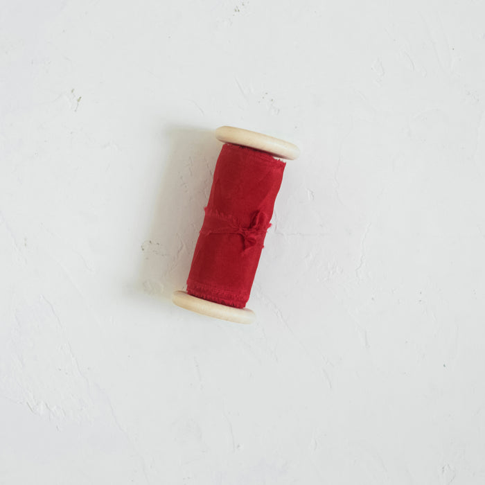 Classic Red - Hand dyed habotai silk ribbon