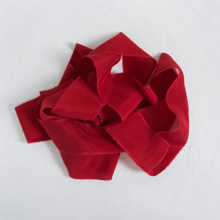 Classic Red - Hand dyed habotai silk ribbon