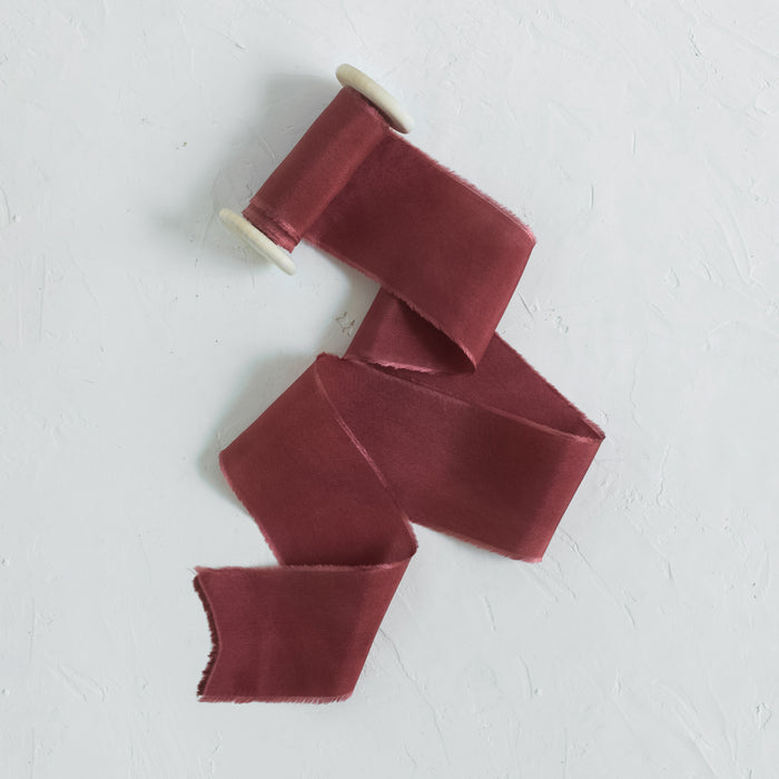 Royal Red - Hand dyed habotai silk ribbon