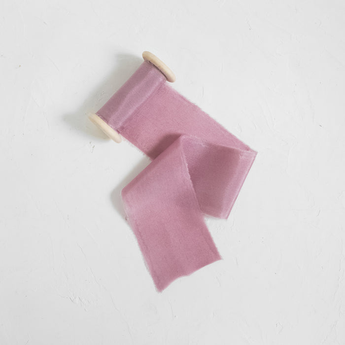 Dusty  Rose - Hand dyed Habotai silk ribbon