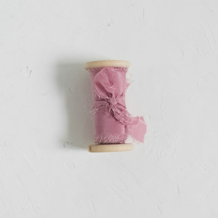 Rose - Hand dyed Crepe de chine silk ribbon