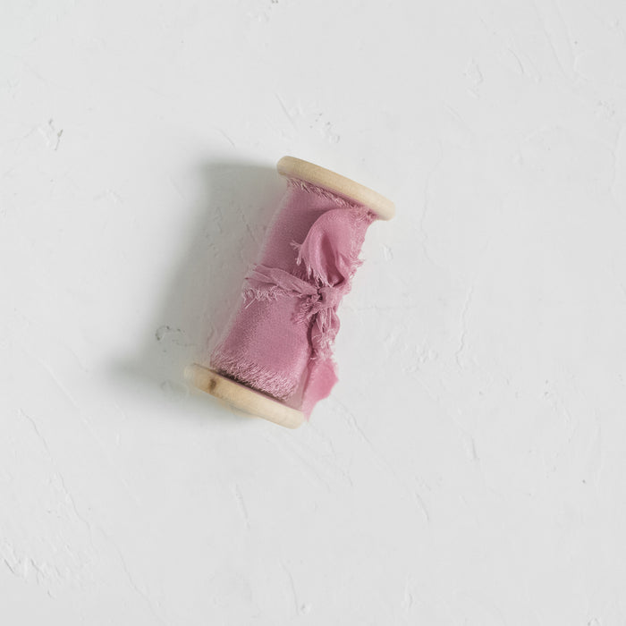 Rose - Hand dyed Crepe de chine silk ribbon