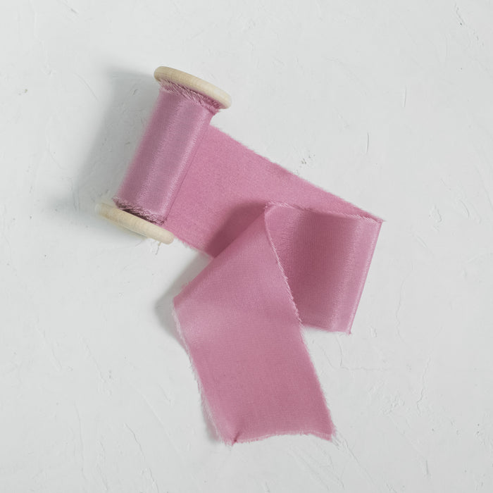 Rose - Hand dyed Crepe de chine silk ribbon