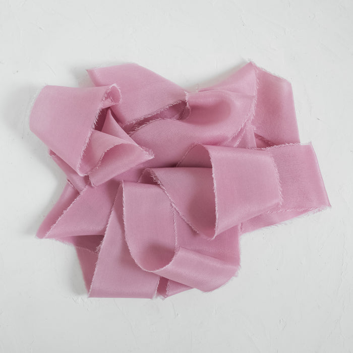 Rose - Hand dyed Crepe de chine silk ribbon